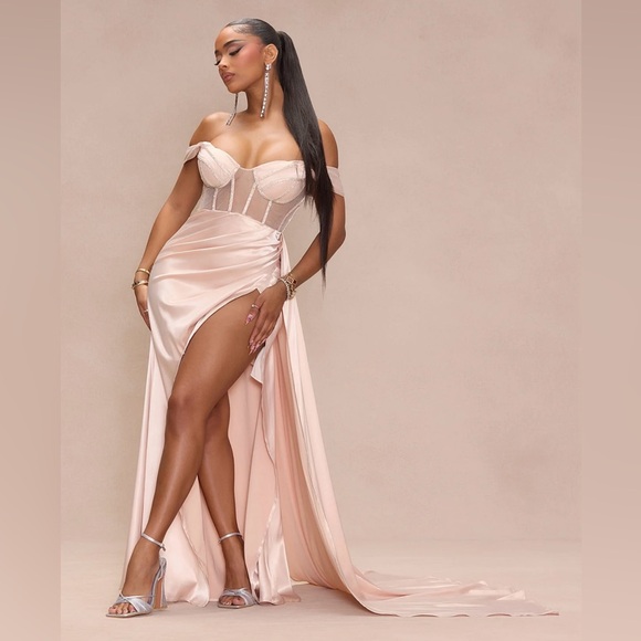 Fashion Nova Unapologetic Satin Gown in Champagne - Picture 5 of 16